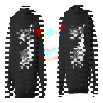 Usa Patriotic Llama Usa Flag Alpaca 4Th Of July Men Women Sweatshirt Graphic Print Unisex - Thegiftio