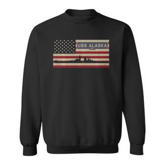Uss Alaska Cb-1 Ww2 Battlecruiser Gift Usa American Flag Men Women Sweatshirt Graphic Print Unisex - Thegiftio UK