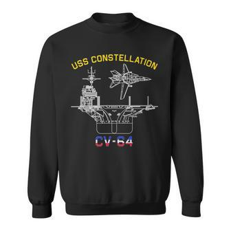 Uss Constellation Cv-64 Aircraft Carrier F-14 Tomcat Sweatshirt - Seseable