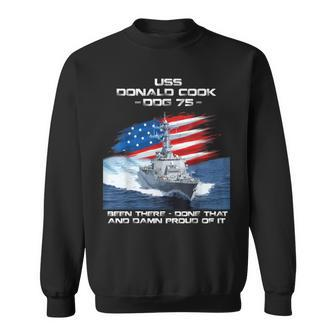 Uss Donald Cook Ddg-75 Destroyer Ship Usa Flag Veteran Xmas Sweatshirt - Seseable