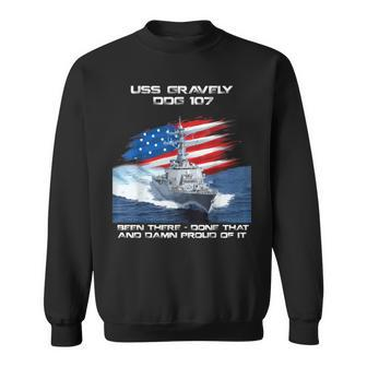 Uss Gravely Ddg-107 Destroyer Ship Usa Flag Veteran Day Xmas Sweatshirt - Seseable