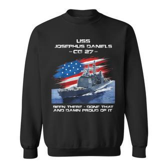 Uss Josephus Daniels Cg-27 Class Cruiser American Flag Sweatshirt - Seseable