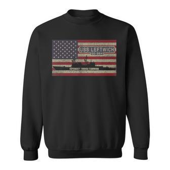 Uss Leftwich Dd-984 Destroyer Ship Usa American Flag Sweatshirt - Seseable