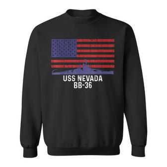 Uss Nevada Bb-36 Battleship Vintage American Flag Sweatshirt - Seseable