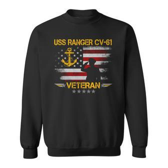 Uss Ranger Cv-61 Aircraft Carrier Veteran Flag Veterans Day Sweatshirt - Seseable