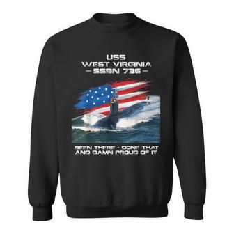 Uss West Virginia Ssbn-736 American Flag Submarine Veteran Sweatshirt - Seseable
