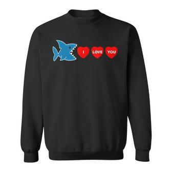 Valentines Day Hearts I Love You Funny Shark Men Women Sweatshirt Graphic Print Unisex - Seseable