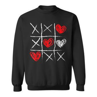 Valentines Day Tic Tac Toe Valentine Funny Cute Heart Lover Men Women Sweatshirt Graphic Print Unisex - Seseable