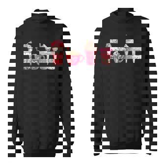 Valentines Drinking Coffee Love Heart Graphic Valentines Day Sweatshirt - Thegiftio