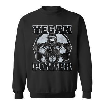Vegan Power Gorilla Weightlifter Physical Fitness Expert Men Women Sweatshirt Graphic Print Unisex - Seseable