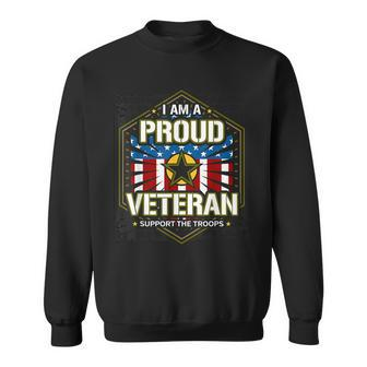 Veteran I Am A Proud Veteran Support The Troops Men Women Sweatshirt Graphic Print Unisex - Seseable