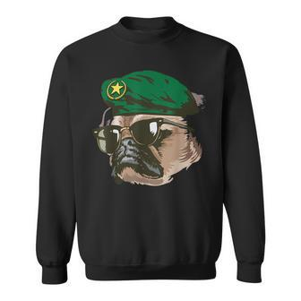 Veteran Pug Dog Army Soldier Funny Animal Military Gifts Men Women Sweatshirt Graphic Print Unisex - Seseable