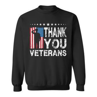 Veterans Day Gifts Thank You Veterans Us American Flag Sweatshirt - Seseable