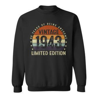 Vintage 1943 Limited Edition 80Th Birthday 80 Years Old Gift Men Women Sweatshirt Graphic Print Unisex - Seseable