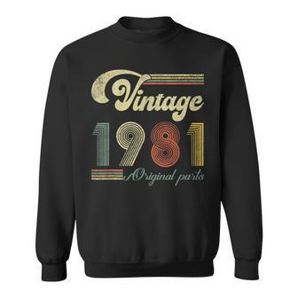 Vintage 1981 Birthday Retro 42Nd All Original Parts Men Women Sweatshirt Graphic Print Unisex - Seseable