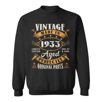 Vintage 90Th Birthday Decorations Men Funny 1933 90 Birthday Sweatshirt | Mazezy