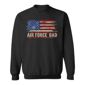 Vintage Air Force Dad American Flag Veteran Gift Sweatshirt - Seseable