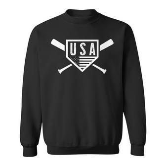 Vintage American Baseball And Softball Usa Flag Sweatshirt - Seseable