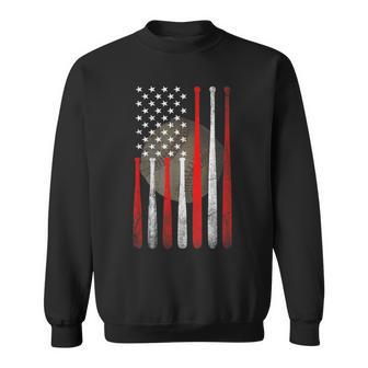 Vintage American Flag Baseball Patriotic Baseball Lovers Sweatshirt | Mazezy