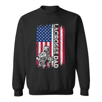 Vintage American Flag Lacrosse Dad Daddy Men Gift Sweatshirt - Seseable