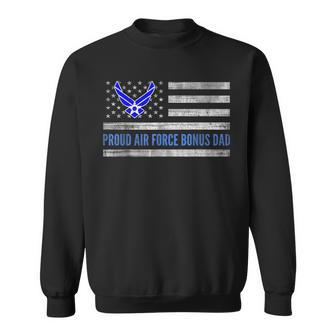 Vintage American Flag Proud Air Force Bonus Dad Veteran Sweatshirt - Seseable