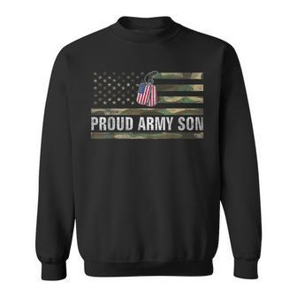 Vintage American Flag Proud Army Son Veteran Day Gift Sweatshirt - Seseable