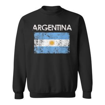 Vintage Argentina Argentinian Flag Pride Gift V2 Men Women Sweatshirt Graphic Print Unisex - Seseable