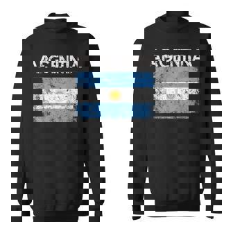 Vintage Argentina Argentinian Flag Pride Gift V2 Men Women Sweatshirt Graphic Print Unisex - Seseable