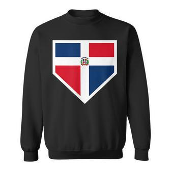 Vintage Baseball Home Plate With Dominican Republic Flag Sweatshirt - Seseable