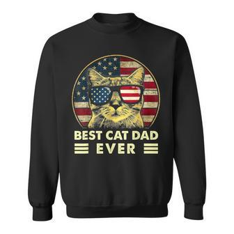 Vintage Best Cat Dad Ever American Flag Us Funny Fathers Day V2 Sweatshirt - Seseable