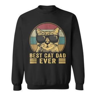Vintage Best Cat Dad Ever Bump Fit Funny Fathers Day Sweatshirt - Seseable