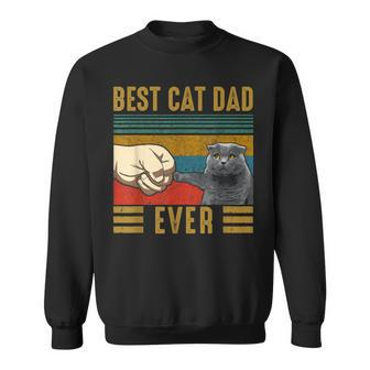 Vintage Best Cat Dad Ever Fathers Day Scottish Fold Cat Sweatshirt - Seseable