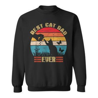 Vintage Best Cat Dad Ever Retro 70S 80S Style Distressed Sweatshirt | Mazezy