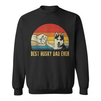 Vintage Best Dog Dad Ever Siberian Husky Fathers Day Gift Sweatshirt | Mazezy