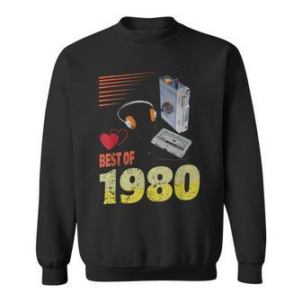 Vintage Best Of 1980 40Th Birthday Gift Walkman And Cassette Men Women Sweatshirt Graphic Print Unisex - Seseable