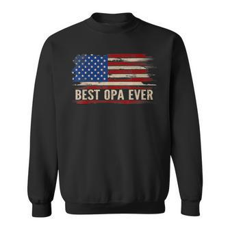 Vintage Best Opa Ever American Flag Fathers Day Gift Sweatshirt - Seseable