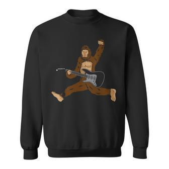 Vintage Bigfoot Electric Guitarist Jump Funny Playing Guitar Sweatshirt - Seseable