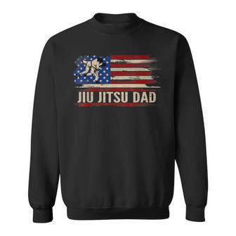 Vintage Bjj Jiu-Jitsu Dad American Usa Flag Sports Gift Sweatshirt - Seseable