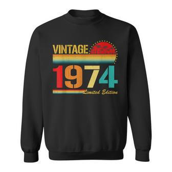 Vintage Born In 1974 Birthday Year Party Wedding Anniversary Sweatshirt - Seseable
