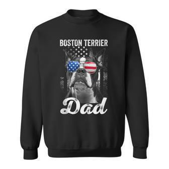 Vintage Boston Terrier Dad Dog Lover Usa Flag Fathers Day Sweatshirt - Thegiftio UK