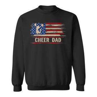 Vintage Cheer Dad American Usa Flag CheerleadingDance Gift Sweatshirt - Seseable