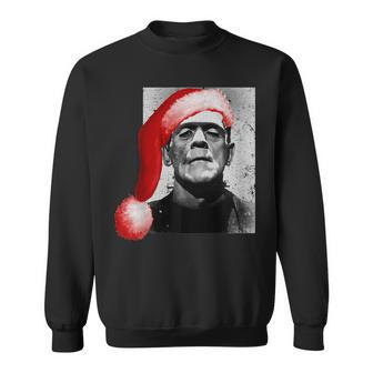 Vintage Christmas Horror Movie Santa Hat Frankenstein V2 Men Women Sweatshirt Graphic Print Unisex - Thegiftio UK