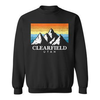 Vintage Clearfield Utah Mountain Hiking Souvenir Print Sweatshirt - Seseable