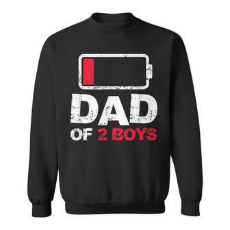 Vintage Dad Dad Of 2 Boys Battery Low Fathers Day Sweatshirt - Seseable