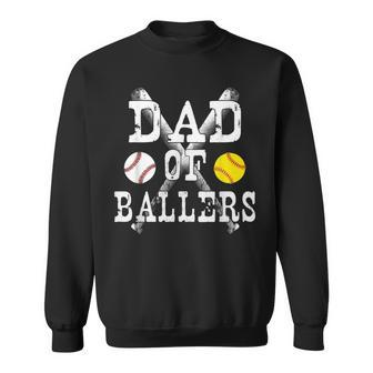 Vintage Dad Of Ballers T Funny Baseball Softball Lover Sweatshirt - Seseable