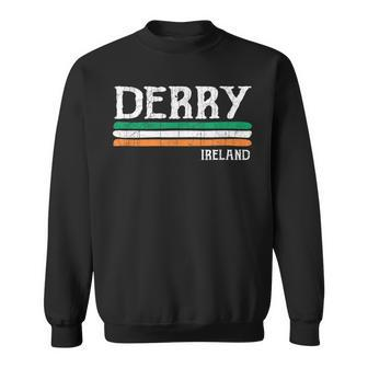 Vintage Derry Irish Flag Colors Ireland Men Women Sweatshirt Graphic Print Unisex - Thegiftio UK