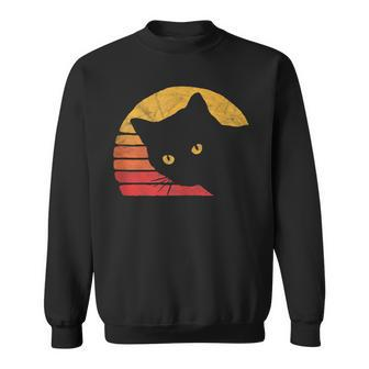 Vintage Eighties Style Cat Design Retro Distressed Graphic Sweatshirt - Seseable