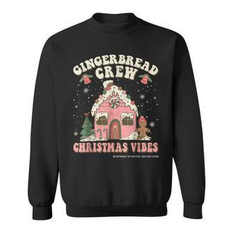 Vintage Groovy Christmas Pink Gingerbread House Baking Crew Men Women Sweatshirt Graphic Print Unisex - Thegiftio UK