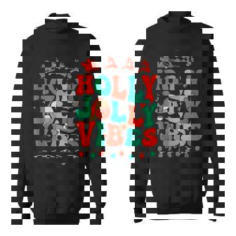 Vintage Groovy Holly Xmas Jolly Vibes Christmas For Men Men Women Sweatshirt Graphic Print Unisex - Thegiftio