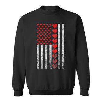 Vintage Heart American Flag Valentines Day Patriot Men Women Men Women Sweatshirt Graphic Print Unisex - Thegiftio UK